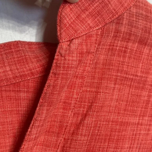 J. Jill 100% Linen Coral Button-Up Top Mandarin Collar Lightweight Knot Button - Picture 13 of 13